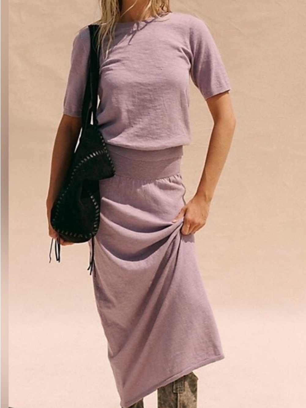 Free People Isabella sweater skirt set -cool violet